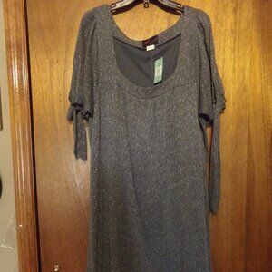NWT Torrid Gray Short Sleeve Silver Sparkle Knee Length Dress - size 2